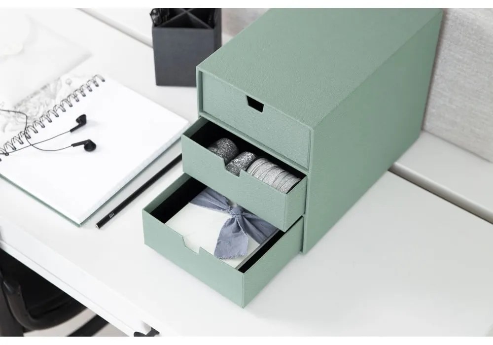 Organizator verde pentru sertar din carton Ingrid Canvas Paper Laminate – Bigso