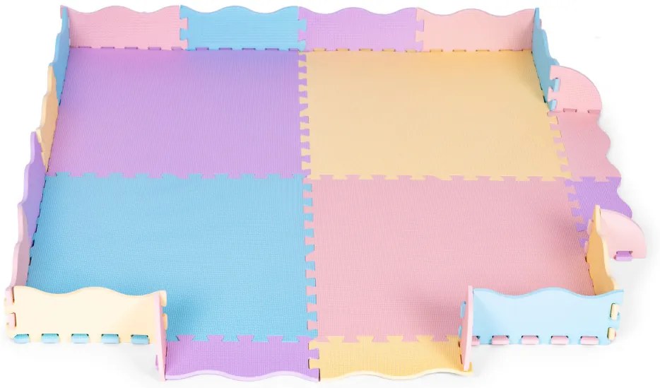 Covor puzzle din spumă cu gard 141,5x141,5 cm 24 piese