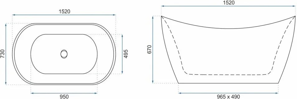 Cada freestanding cu ventil cupru periat Rea Ferrano Slim 150 cm alb