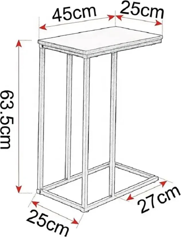 Masuta de cafea in stil industrial,metal-lemn,Homs, seria A-620,45 x 25 x 63.5 cm, negru/nuc,30314