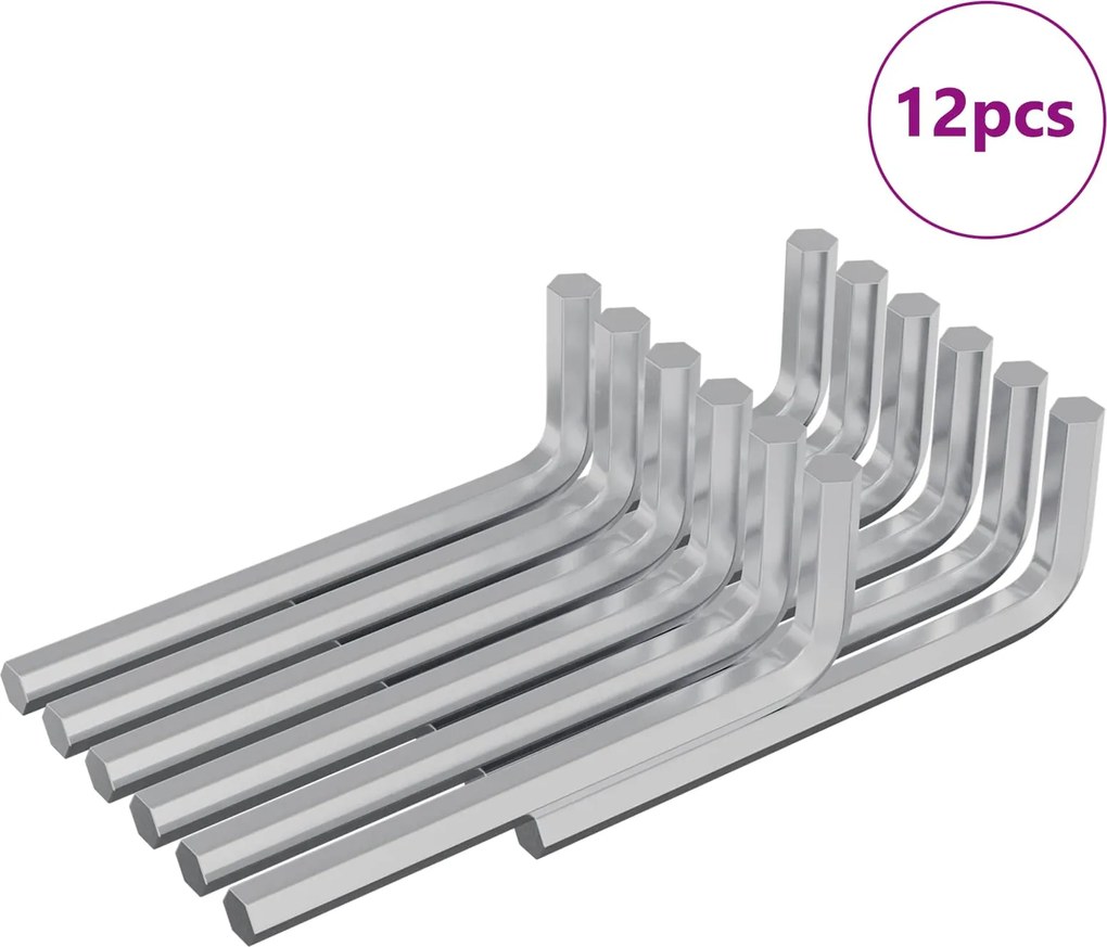 vidaXL Cheie Hexagonală 12 pcs Argintiu 32 x 86 mm Oțel