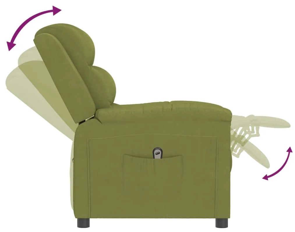 Fotoliu rabatabil electric, verde deschis, catifea