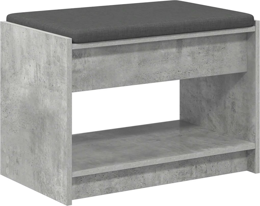 vidaXL Bancă pentru hol cu pernă cu raft Gri Beton 63 x 38 x 45 cm