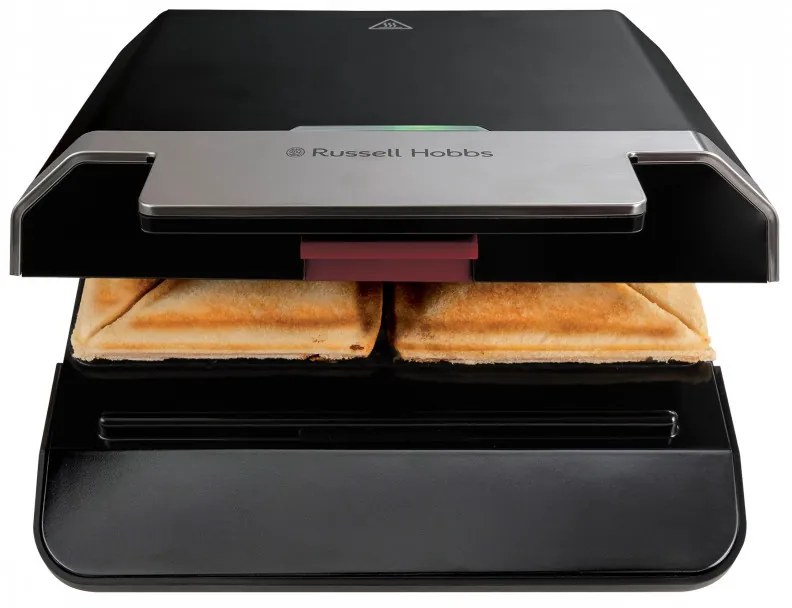 Sandwich Toaster Russell Hobbs Creations 26800-56, 750W, 4 felii, Placi neaderente, Incalzire rapida, Indicatoare, Negru/Inox