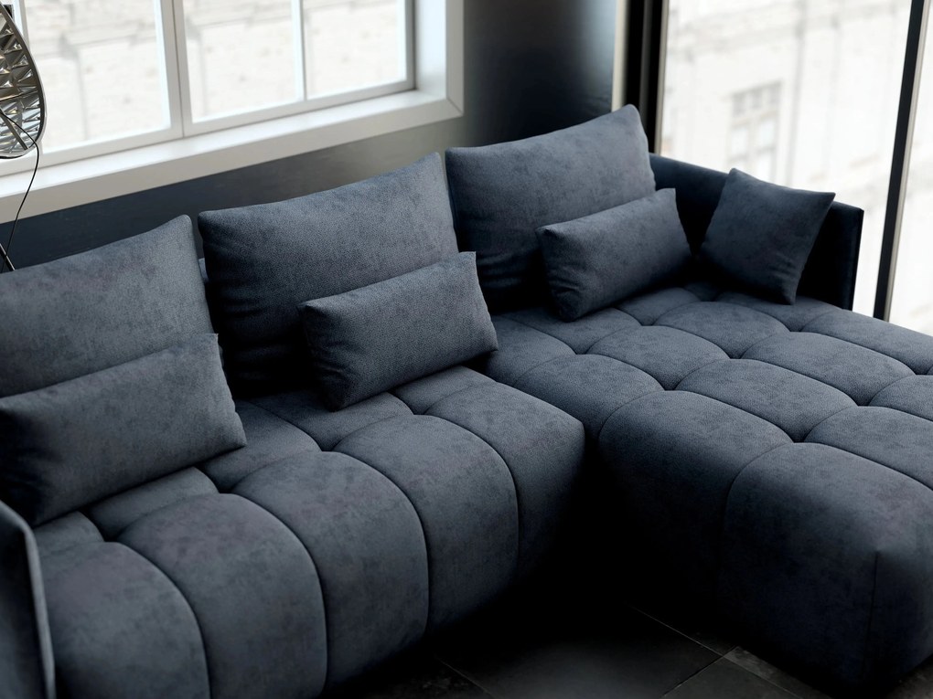 Colțar extensibil dumonde cu ladă de depozitare si sezut confortabil din spuma high-density, Malta Enjoy Antracit II 235x185 cm