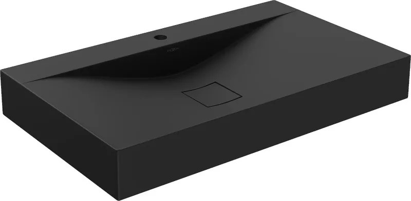 Mexen Poli chiuvetă de blat din conglomerat 1/O 80 x 48 cm, neagră - 23028071
