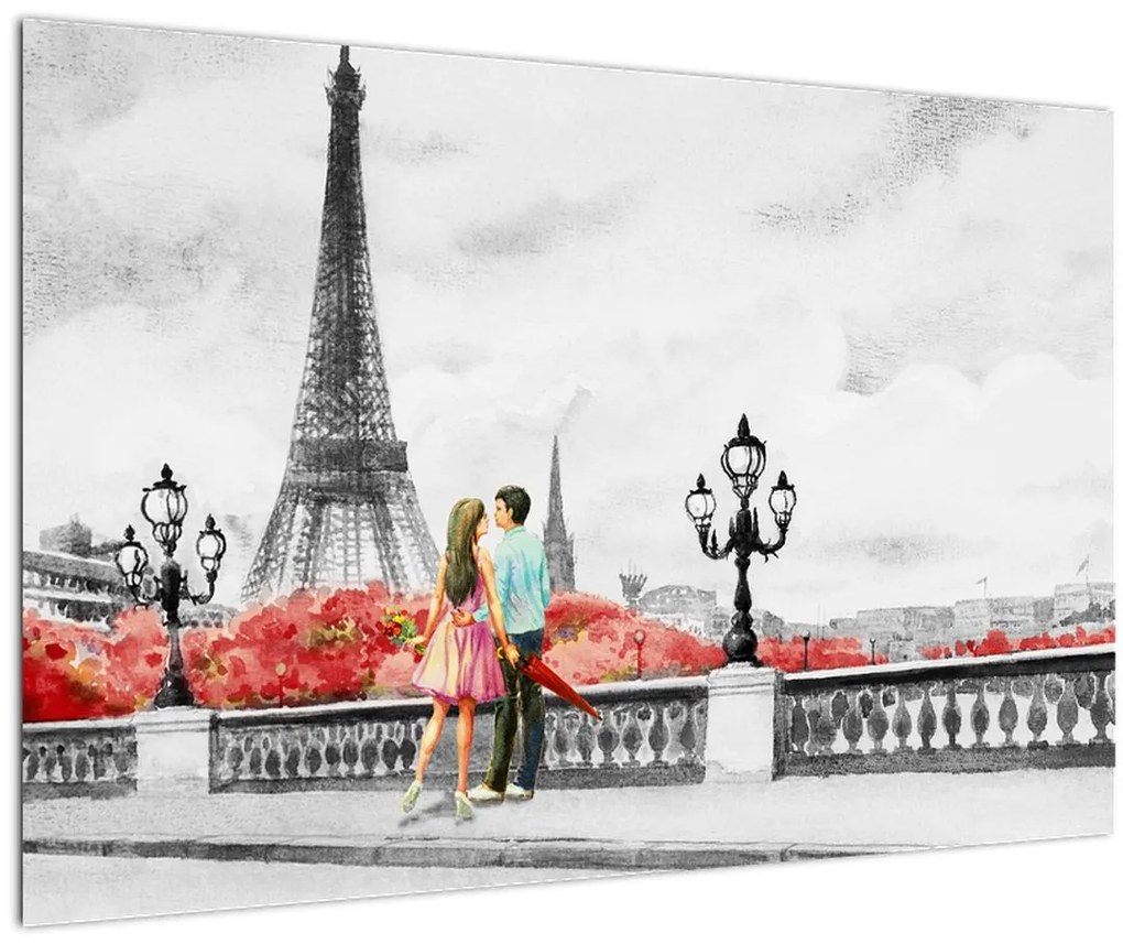Tablou îndrăgostiții în Paris (90x60 cm)