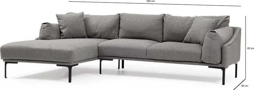 Colțar gri Artie Leo, colț pe partea stângă