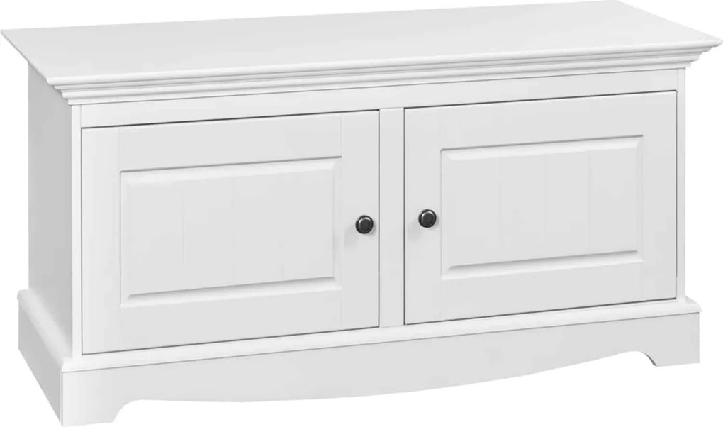 Băncuță lemn masiv alb Linea, 112 × 45 × 53 cm