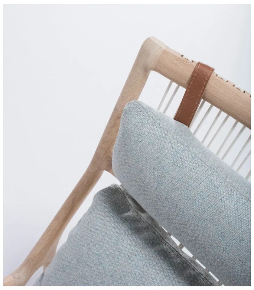 Fotoliu cu construcție din lemn de stejar Gazzda Dedo, albastru - gri