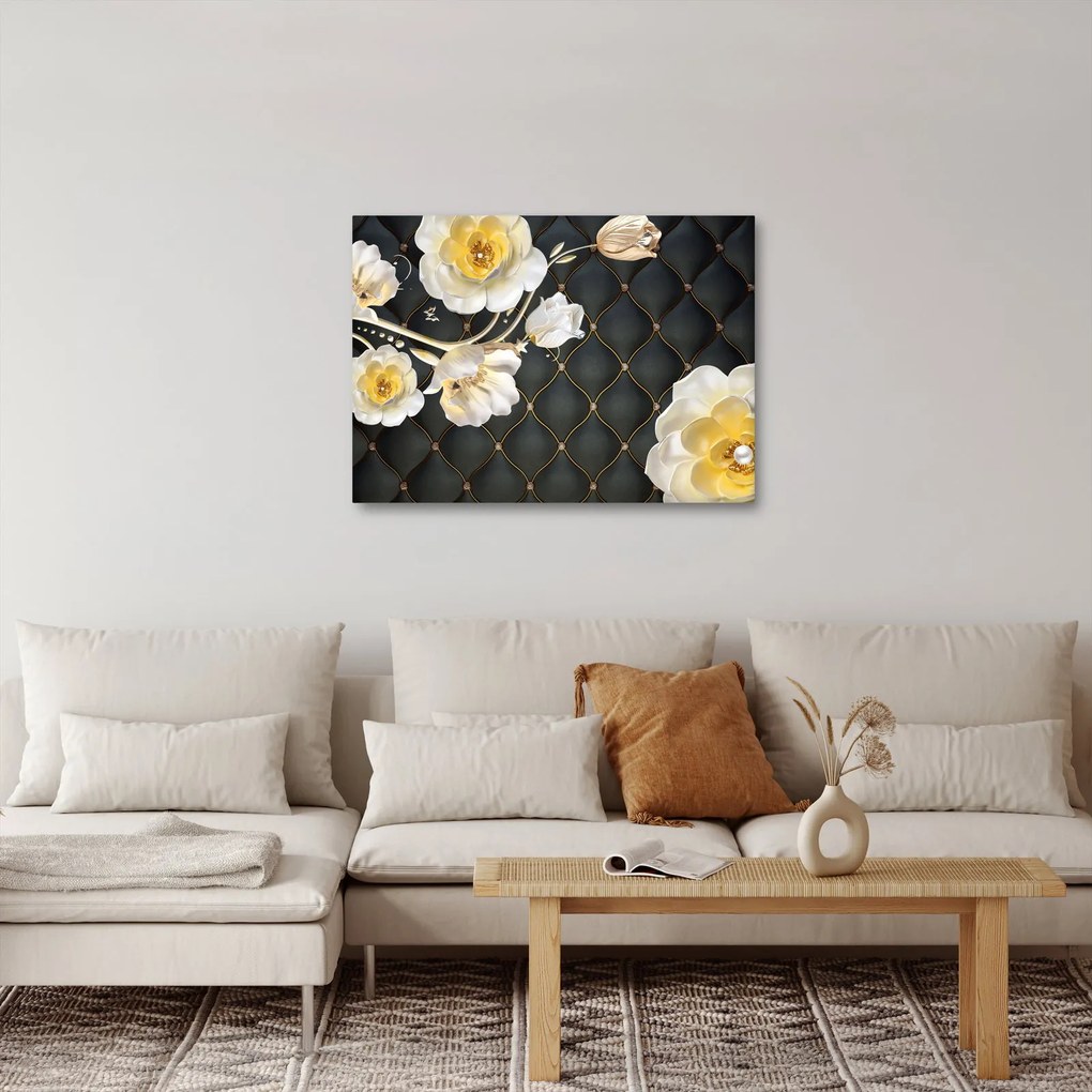 Tablou - Imagine cu flori de trandafir alb (70x50 cm)