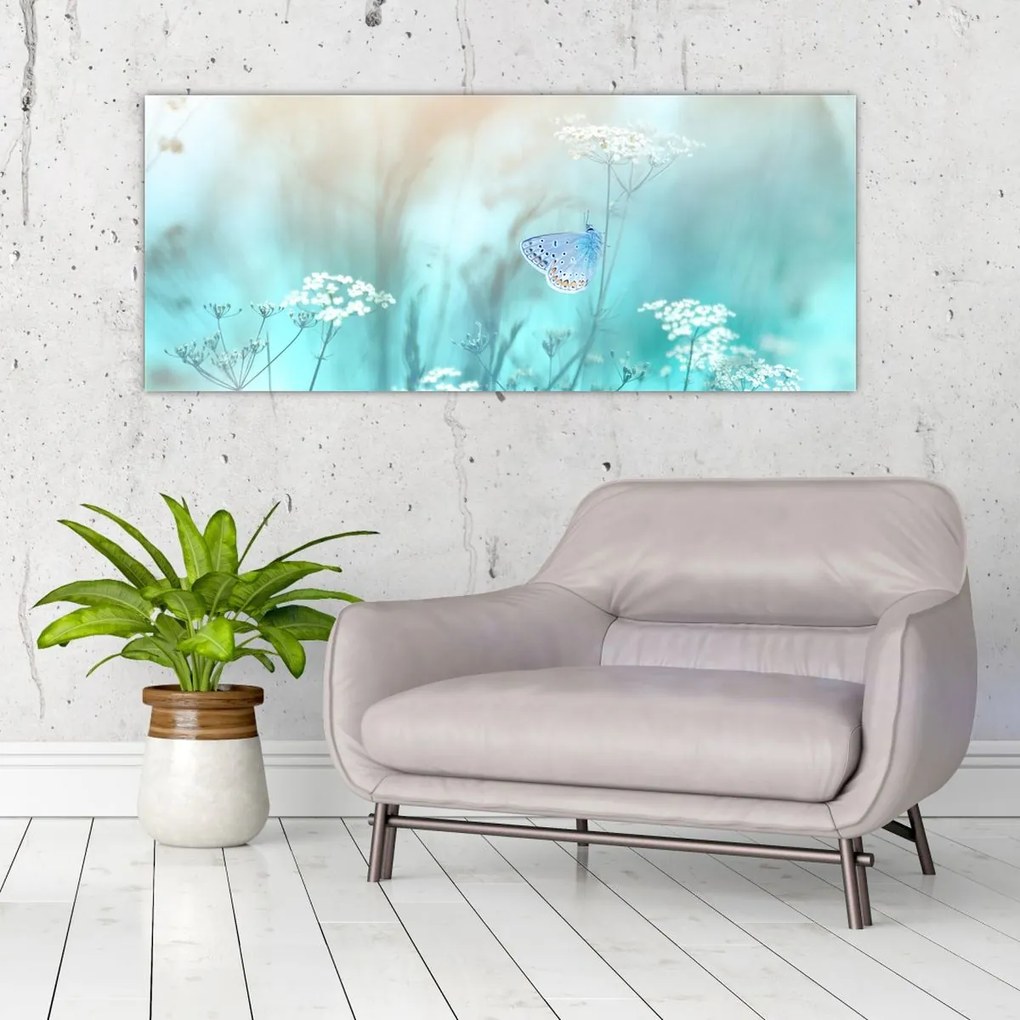 Tablou - Fluture în albastru (120x50 cm)