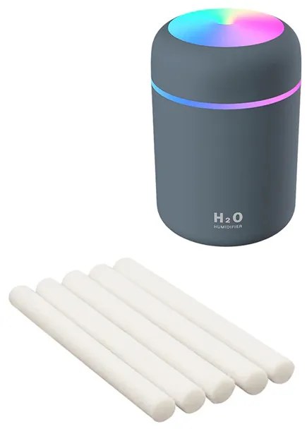 Umidificator de aer cu ultrasunete cu difuzor aromaterapie cu LED, 300 ml