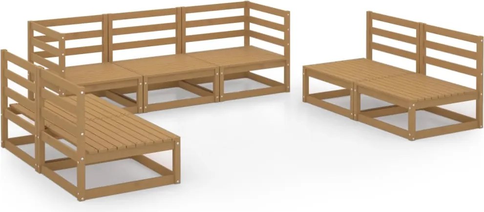 vidaXL Set mobilier de grădină, 7 piese, maro miere, lemn masiv de pin