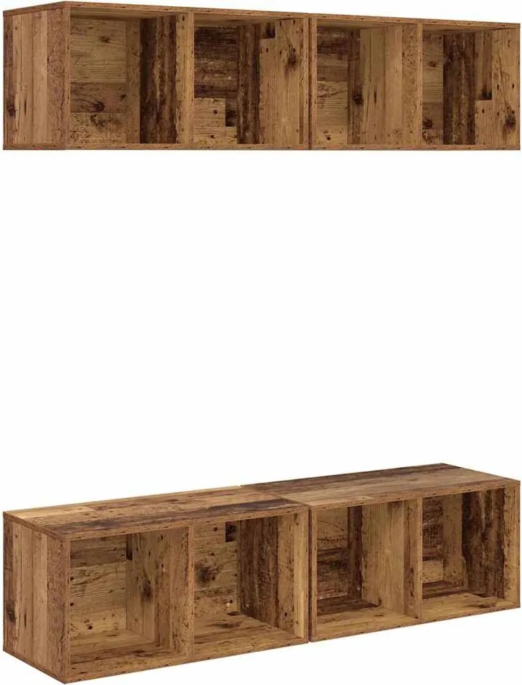 vidaXL Set comodă TV 4 pcs Lemn Vechi 37 x 37 x 72 cm Lemn compozit