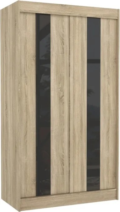 Dulap cu usi glisante 120x215 cm, Karen, ADRK Furniture (Culoare: Sonoma / Negru Lacobel)