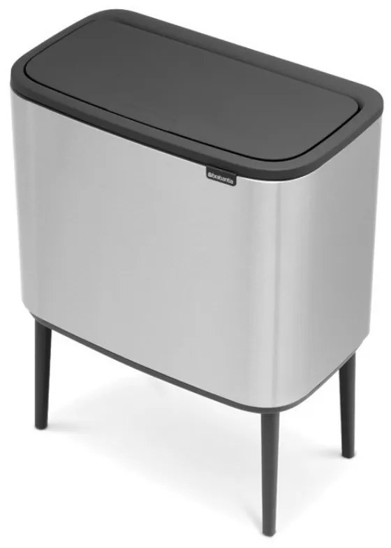 Cos pentru gunoi Brabantia Bo Touch 651115, 11+23 L, Inchidere usoara, Baza antiderapanta, Rezistent la amprente, Inox mat