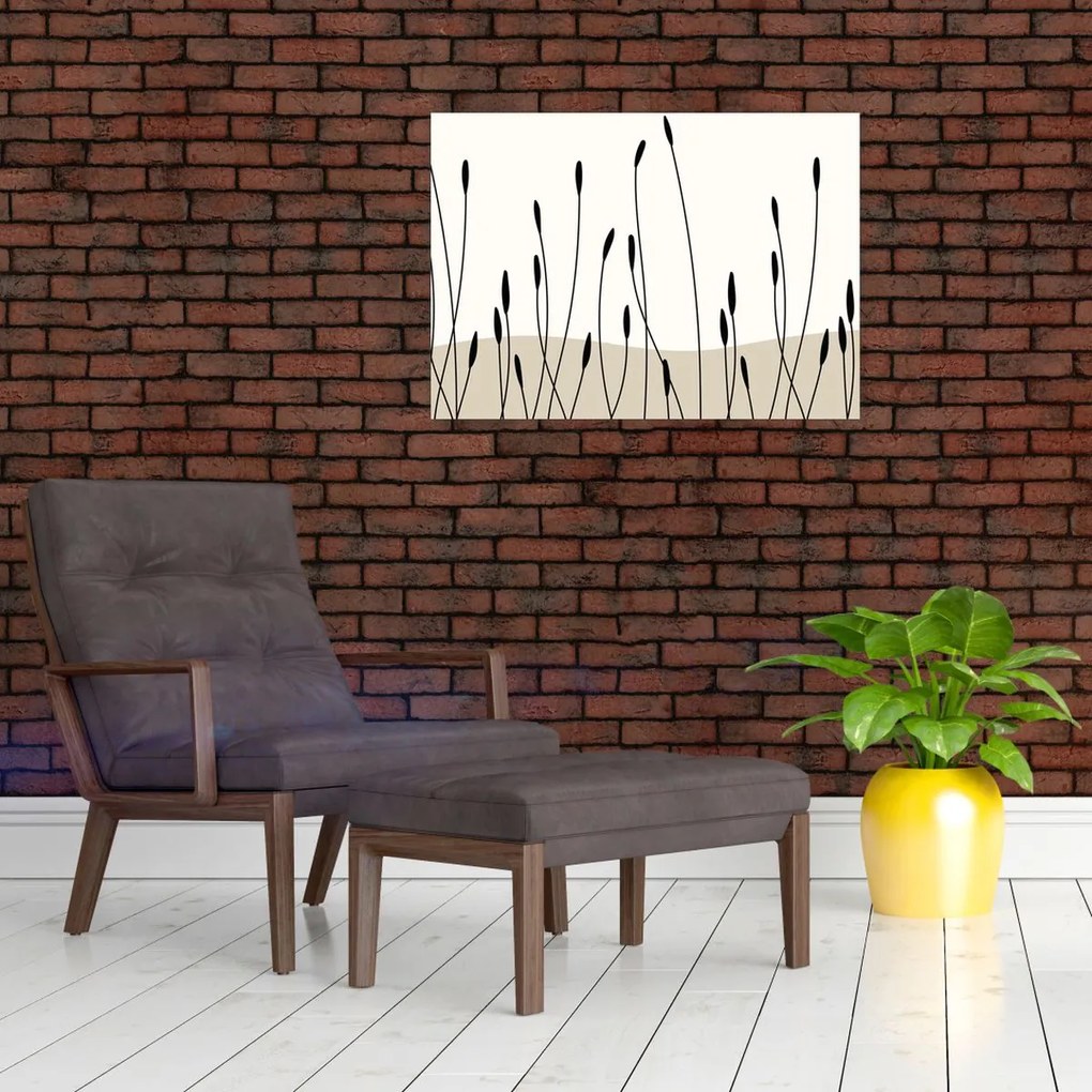 Tablou pe sticlă - Pajiște grafică N⁰3 (70x50 cm)