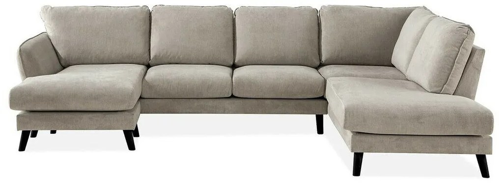 Colțar Scandinavian Choice P121Beige, Negru, 327x200x80cm, 130 kg, Picioare: Lemn