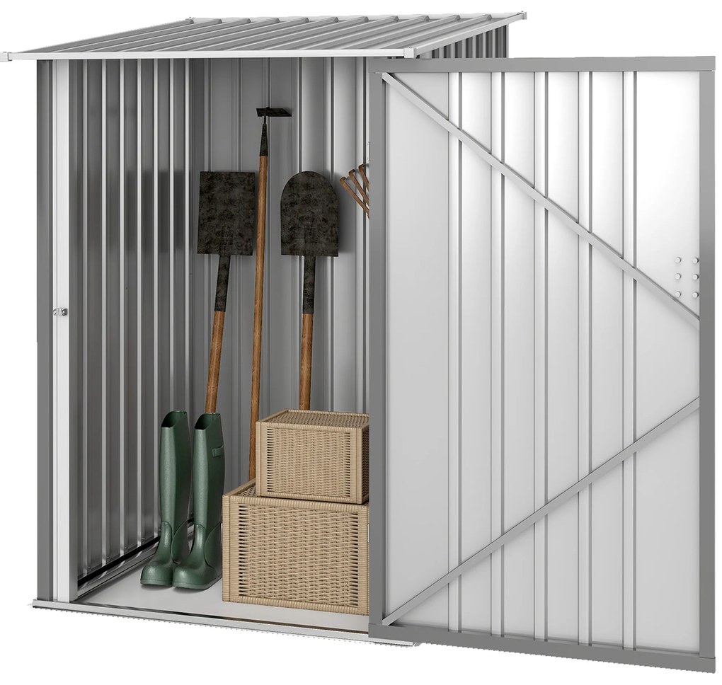 Outsunny Căsuță de Grădină din Tablă de Oțel, Magazie pentru Unelte de Exterior, 100x103x160 cm, Gri | Aosom Romania