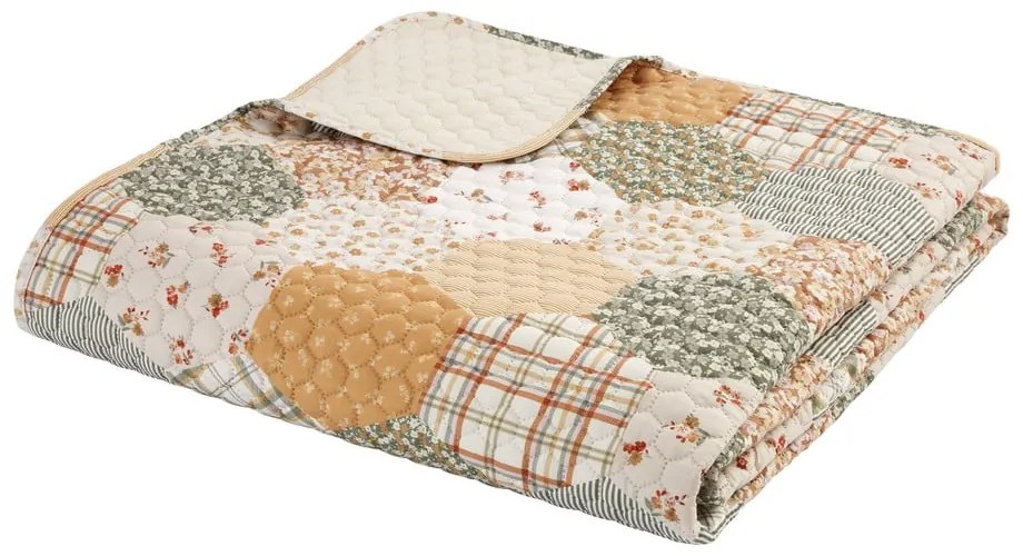 Cuvertură galbenă/bej matlasată 220x230 cm Floral Patchwork – Catherine Lansfield