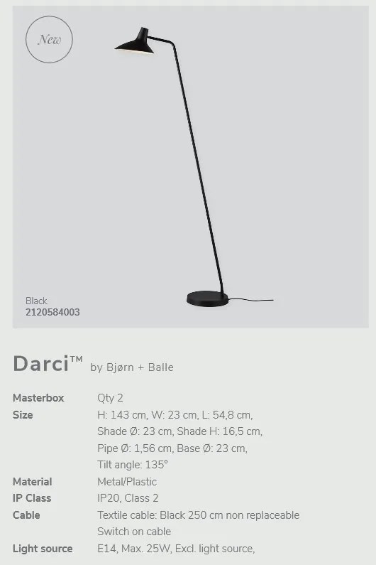 Lampadar, lampa de podea design modern Darci 2120584003 NL