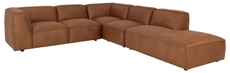 Colțar maro coniac cu tapițerie din imitație de piele (colț dreapta) Fairfield Kentucky – Bonami Selection