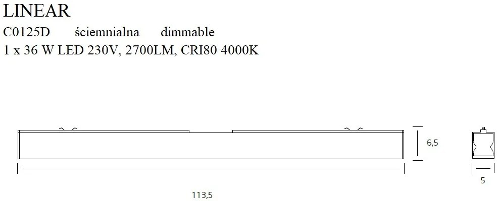Plafoniera LED dimabila design modern LINEAR, 4000K alb C0125D MX