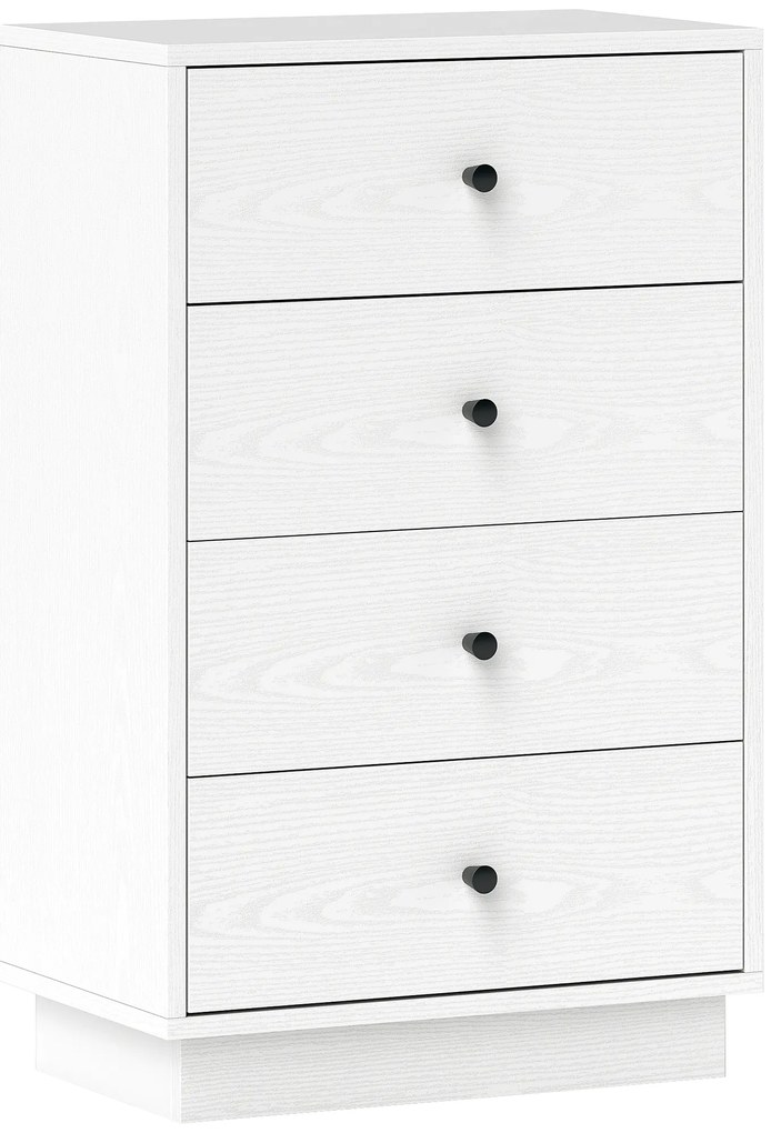 HOMCOM Comoda 4 sertare moderna, mobilier de depozitare pentru camera de zi, living, intrare, 47 x 29 x 75 cm, alb | Aosom Romania