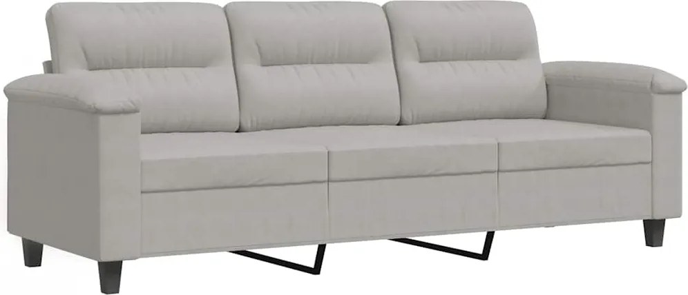 vidaXL Canapea cu 3 locuri, gri deschis, 180 cm, țesătură microfibră