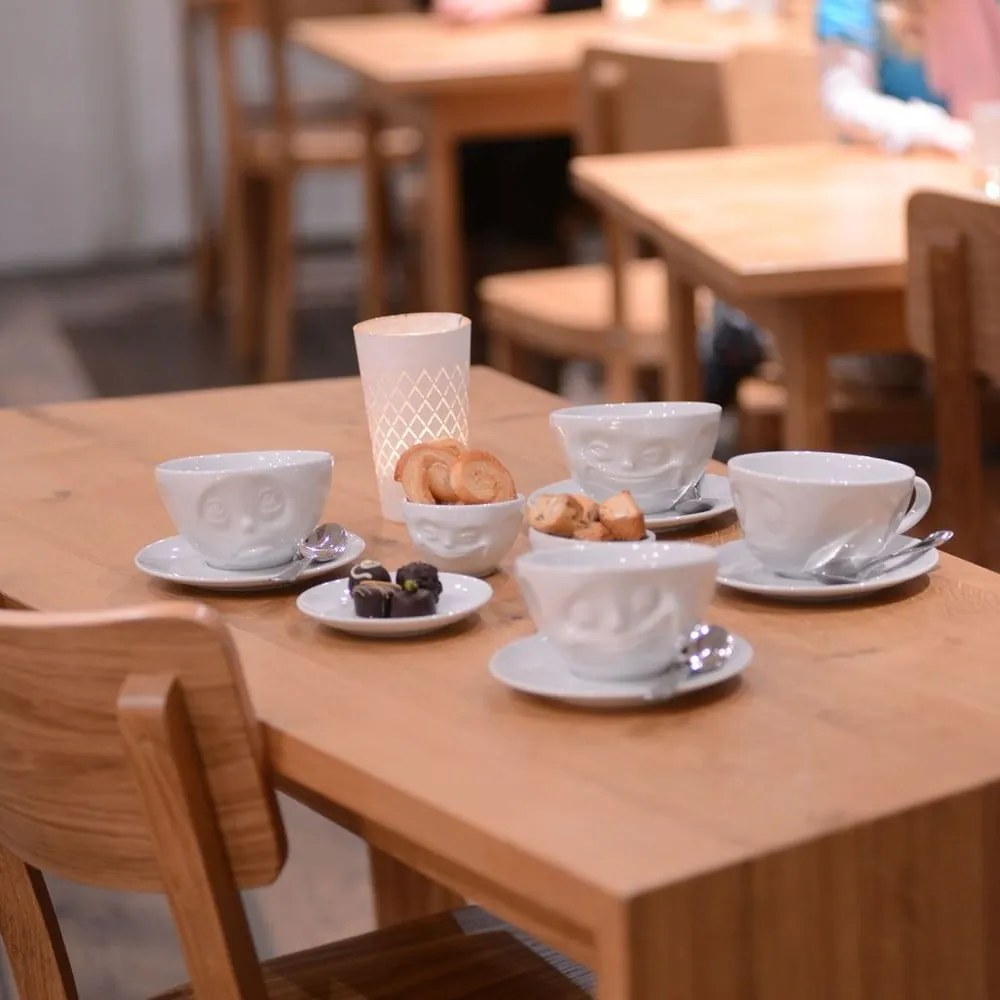 Ceașcă din porțelan pentru cafea 58products Happy, alb, 200 ml