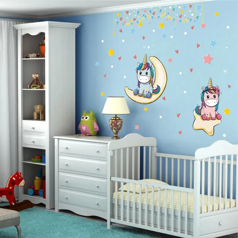 Sticker perete Unicorn pe Luna