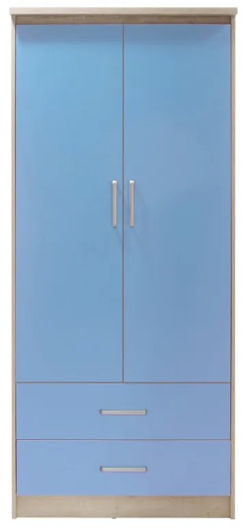 Dulap Copii Looney Cu 2 Uși Și Sertare Culoare Castillo-Albastru 81x57x183 cm