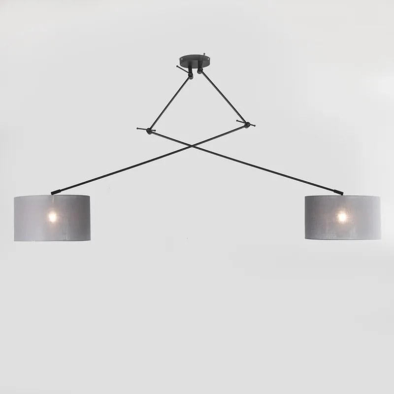 Lampă suspendată neagră cu abajur 35 cm gri reglabilă cu 2 lumini - Blitz
