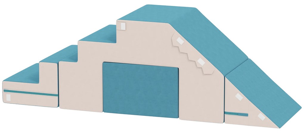 AIYAPLAY Set de 2 blocuri moi de jucării pentru copii mici, piele artificială, spumă, pentru cățărat, construit, joacă, Bej+Albastru | Aosom Romania