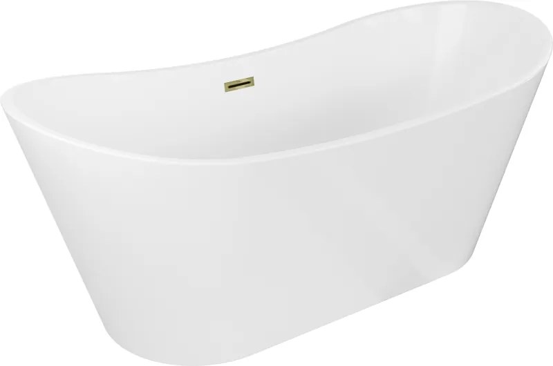 Mexen Montana cada de sine stătătoare 150 x 75 cm, albă, preaplin auriu - 52011507500-50