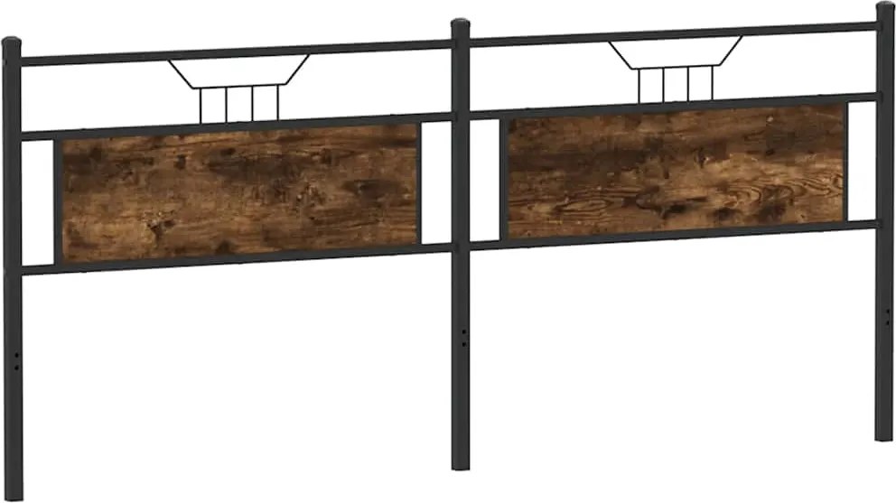 vidaXL Tăblie de pat de schimb stejar afumat 193 cm Lemn și oțel prelucrat