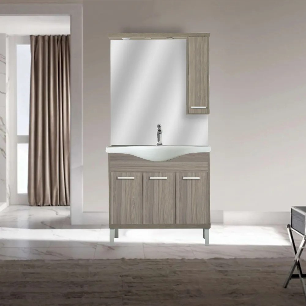 Dulap suspendat cu oglindă Nerva 85 cm, ulm Rauna