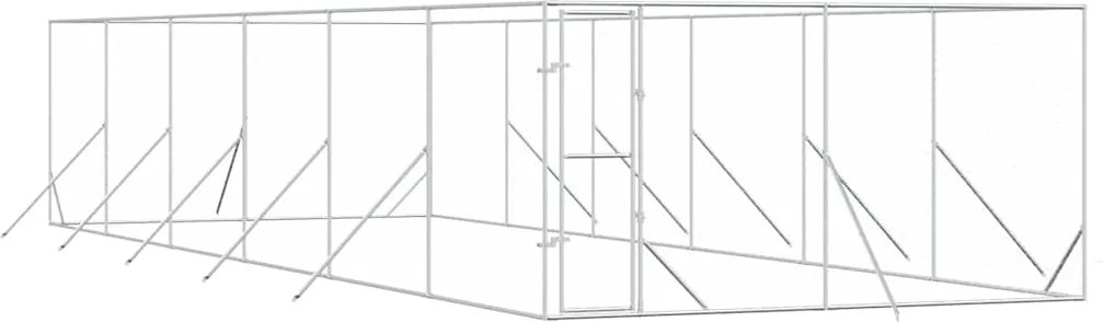 vidaXL Padoc de exterior pentru câini argintiu 4x12x2m oțel galvanizat