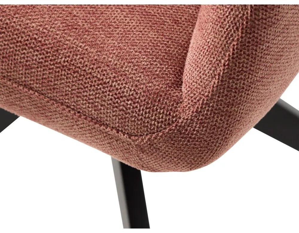 Scaun de sufragerie roz cu cotiere tapițat Roxana – Unique Furniture