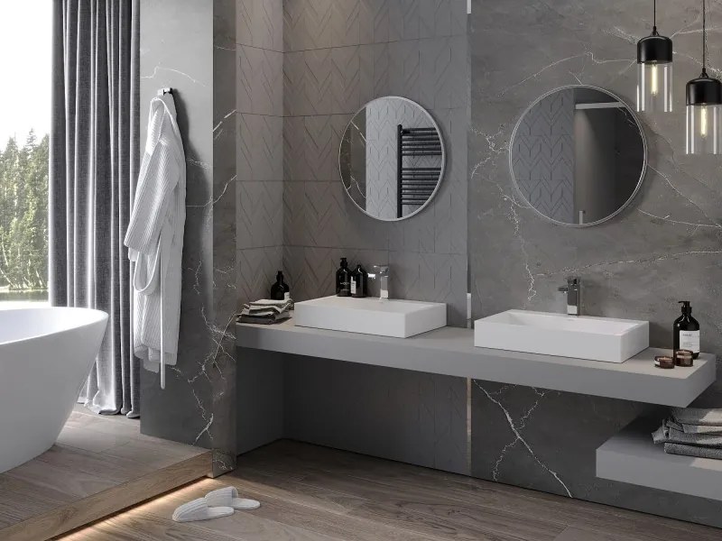 Mexen Loft oglindă de baie rotundă 60 cm, ramă inox - 9850-060-060-000-10