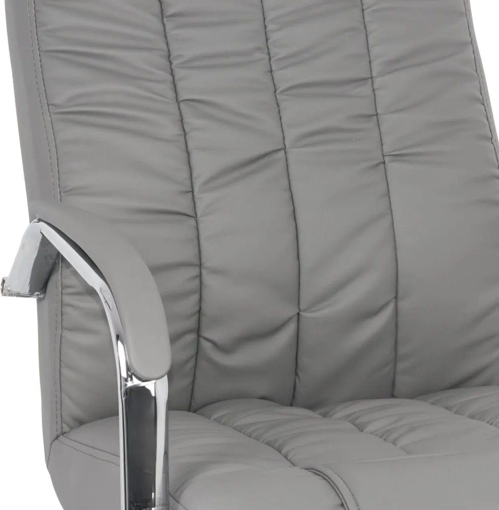 Scaun vizitator gri OFF 8115 din piele sintetică și cadru cromat tip sanie