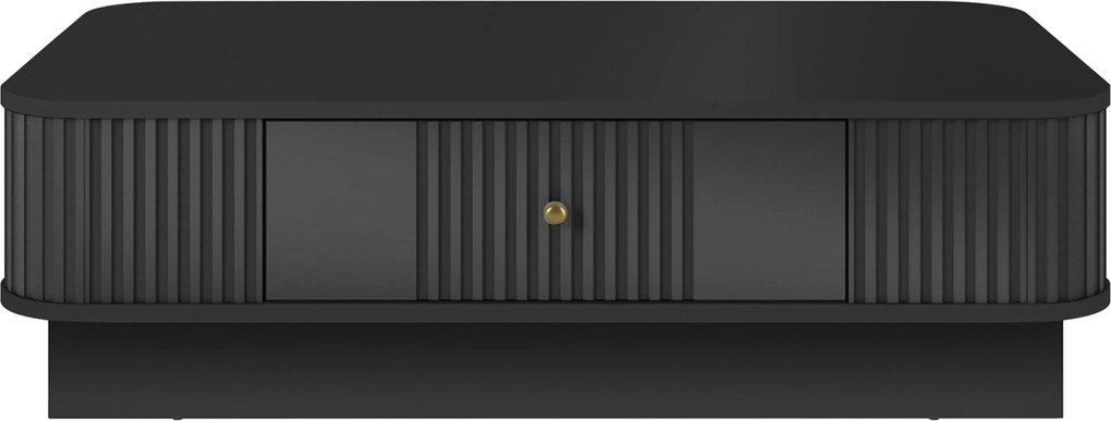 Măsuță de cafea Vesper 103x60 cm cu sertar pe plintă - negru / mâner auriu