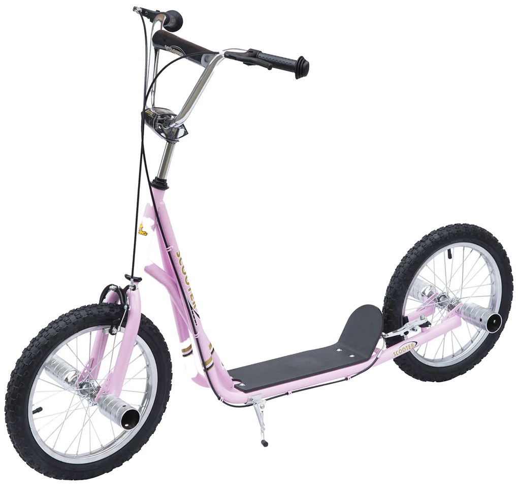 HOMCOM Trotinetă patinete Mari Roți pneumatice Ø 41 cm cu pegs Roz | Aosom Romania