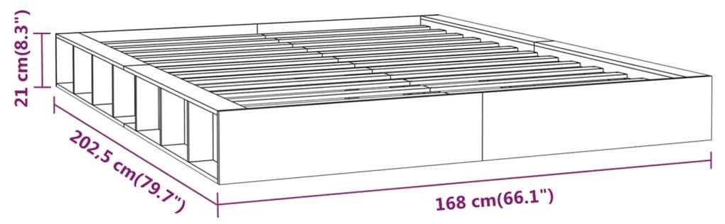 Cadru de pat King Size 5FT, alb, 150x200 cm, lemn masiv Alb, 150 x 200 cm