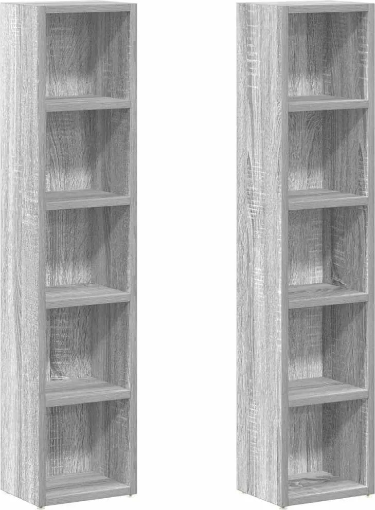 vidaXL Dulap CD-uri 2 buc. gri sonoma 21x16x93,5 cm lemn prelucrat