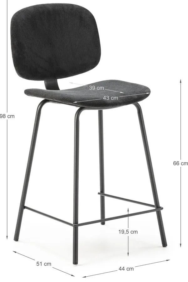 Scaune de bar negre 2 buc. (înălțime șezut 66 cm) Arus – Marckeric