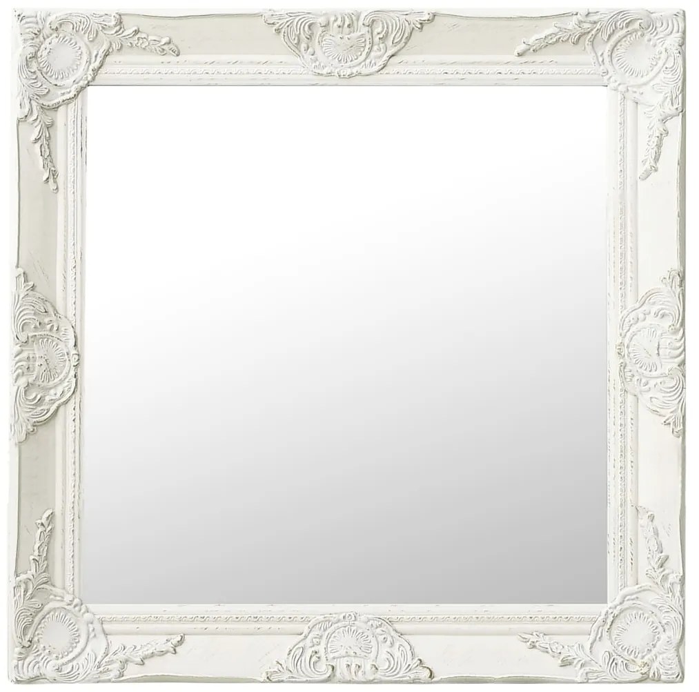 vidaXL Oglindă de perete în stil baroc, alb, 60 x 60 cm