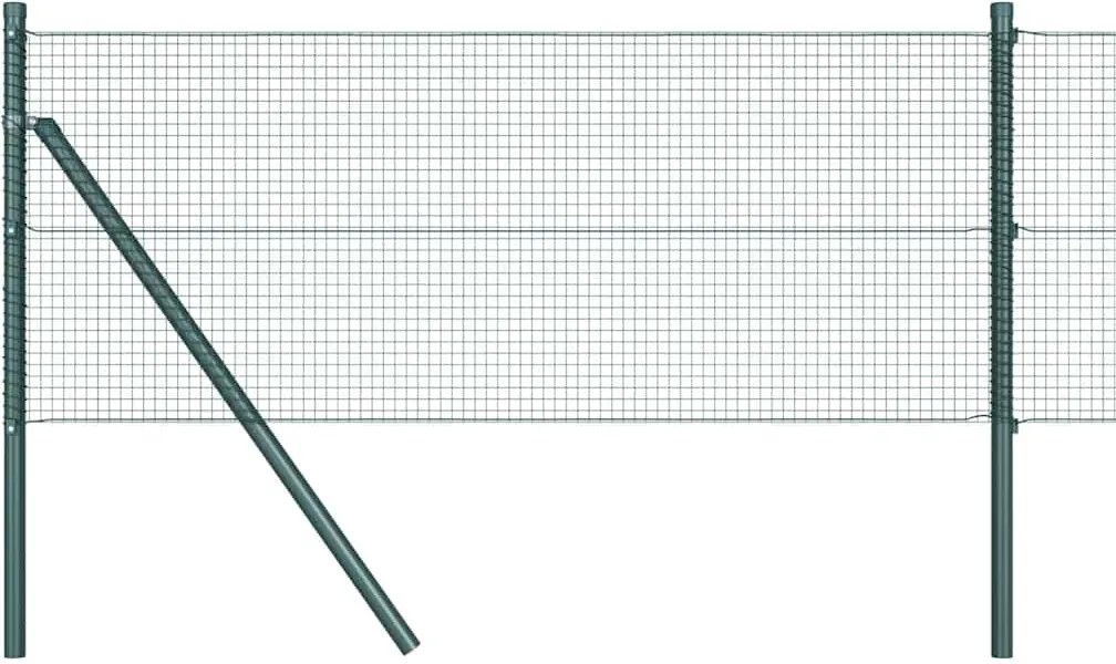 vidaXL Stâlp de gard. Verde 50 x 0,4 m (plasă 16 x 16 mm) Oțel și PVC