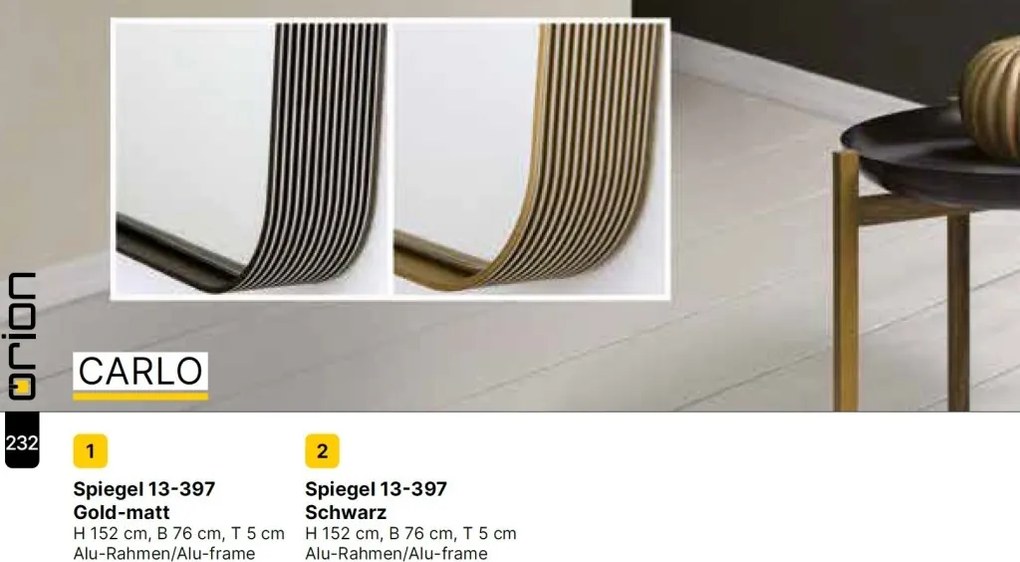 Oglinda decorativa design modern CARLO auriu 152-76cm